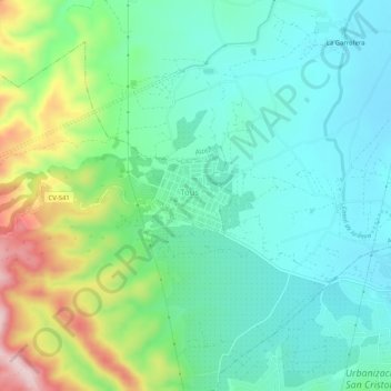 Tous地形图、海拔、地势
