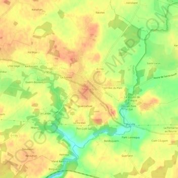 Mériadec地形图、海拔、地势