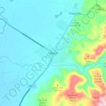 Sébaco地形图、海拔、地势