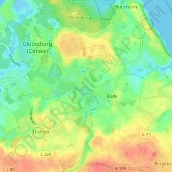 Rüdeheck地形图、海拔、地势