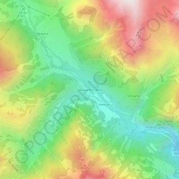 Villaggio Primavera地形图、海拔、地势