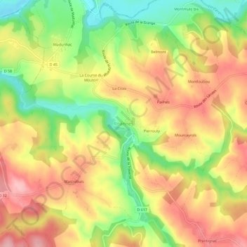 Roannes地形图、海拔、地势
