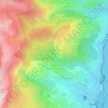 Alzeto地形图、海拔、地势