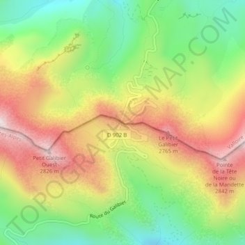 Col du Galibier地形图、海拔、地势