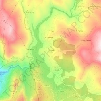 O Enxilde地形图、海拔、地势