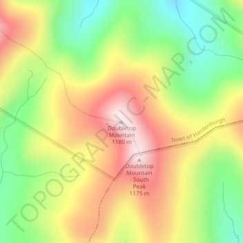Doubletop Mountain地形图、海拔、地势