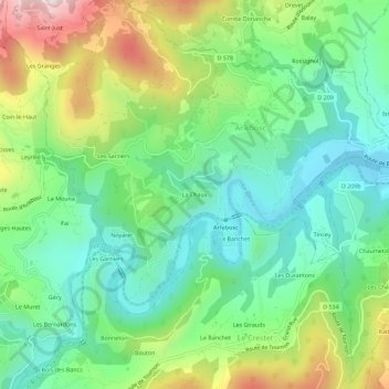 La Chaux地形图、海拔、地势