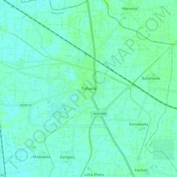 Tohana地形图、海拔、地势