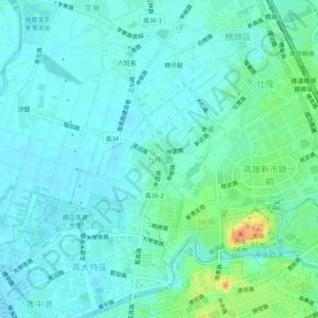 九甲圍地形图、海拔、地势