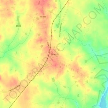 Skipwith地形图、海拔、地势