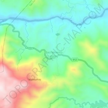 Sacramento Valley地形图、海拔、地势