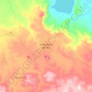 Santa María del Oro地形图、海拔、地势