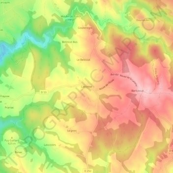Labontat地形图、海拔、地势