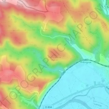 Pech Merle地形图、海拔、地势