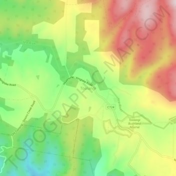 Toolangi地形图、海拔、地势