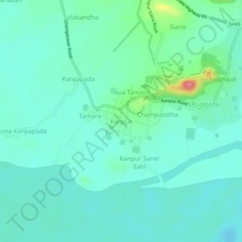 Kanpur地形图、海拔、地势