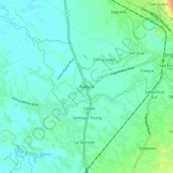Nabua地形图、海拔、地势