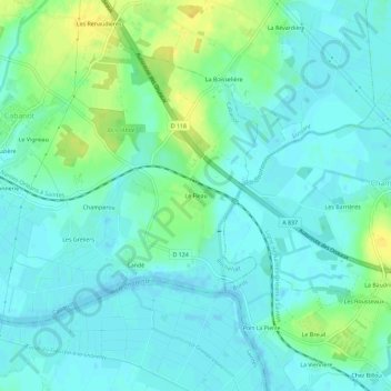 Le Fleau地形图、海拔、地势