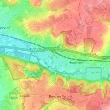 Vroenhof地形图、海拔、地势