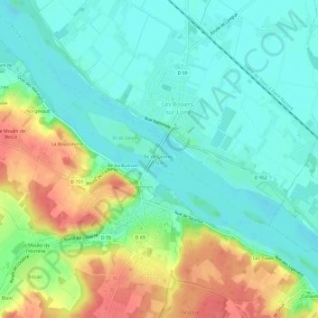 Île de Gennes-Sud地形图、海拔、地势