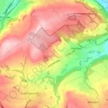 Ryecroft地形图、海拔、地势
