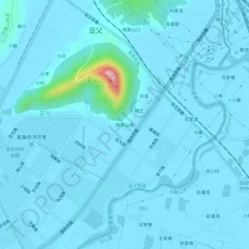 程家山咀地形图、海拔、地势
