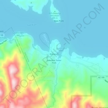Roosevelt地形图、海拔、地势
