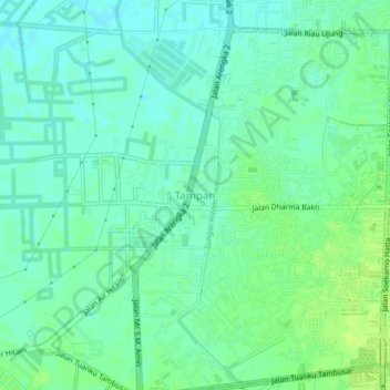 Tampan地形图、海拔、地势