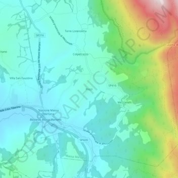 Pozzi地形图、海拔、地势
