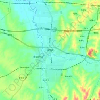 宾西镇地形图、海拔、地势