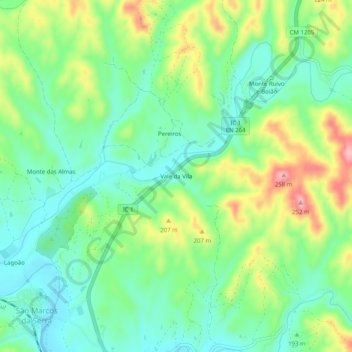 Vale da Vila地形图、海拔、地势