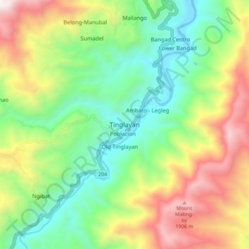 Tinglayan地形图、海拔、地势
