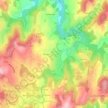 Garnier地形图、海拔、地势