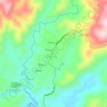 Thôn 5地形图、海拔、地势