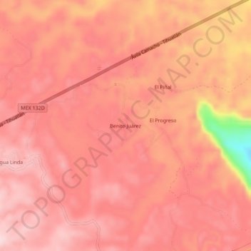 Benito Juárez地形图、海拔、地势