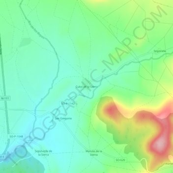 Cubo de la Sierra地形图、海拔、地势