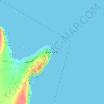 Cape Spear地形图、海拔、地势