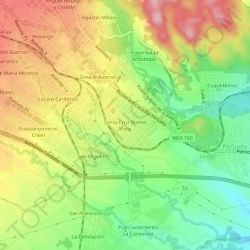 Santa Cruz Buena Vista地形图、海拔、地势