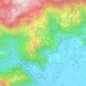 Manzaniga地形图、海拔、地势
