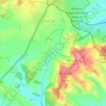 Pentridge地形图、海拔、地势