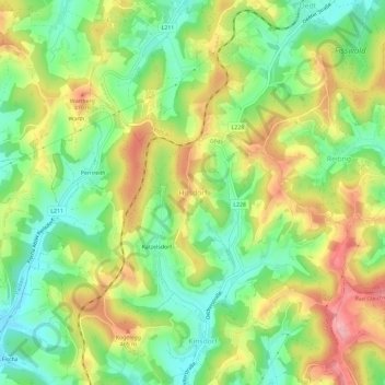 Hirsdorf地形图、海拔、地势