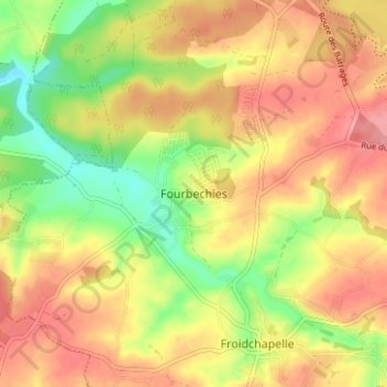 Fourbechies地形图、海拔、地势