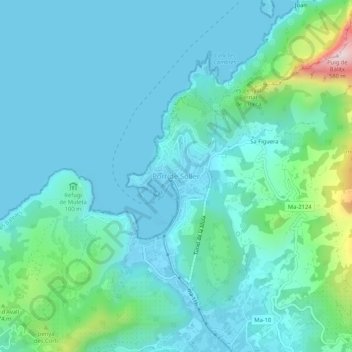 Port de Sóller地形图、海拔、地势