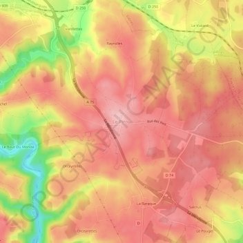 Le Pirou地形图、海拔、地势