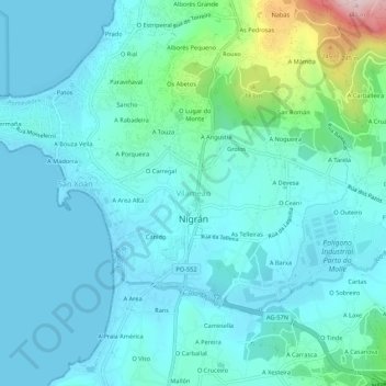 Vilameán地形图、海拔、地势