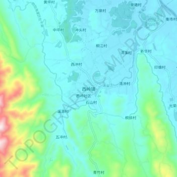 西岭镇地形图、海拔、地势