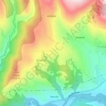 Jonquera地形图、海拔、地势
