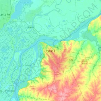 Paraná地形图、海拔、地势