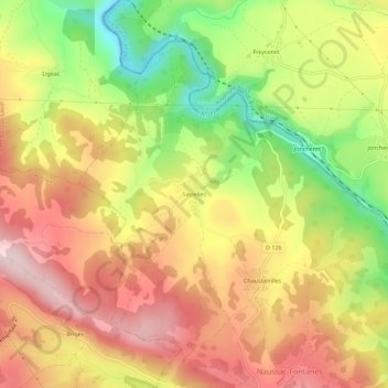 Sinzelles地形图、海拔、地势