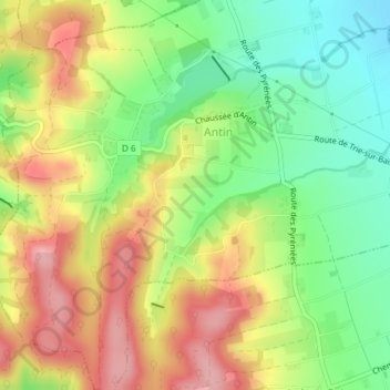 Cautères地形图、海拔、地势